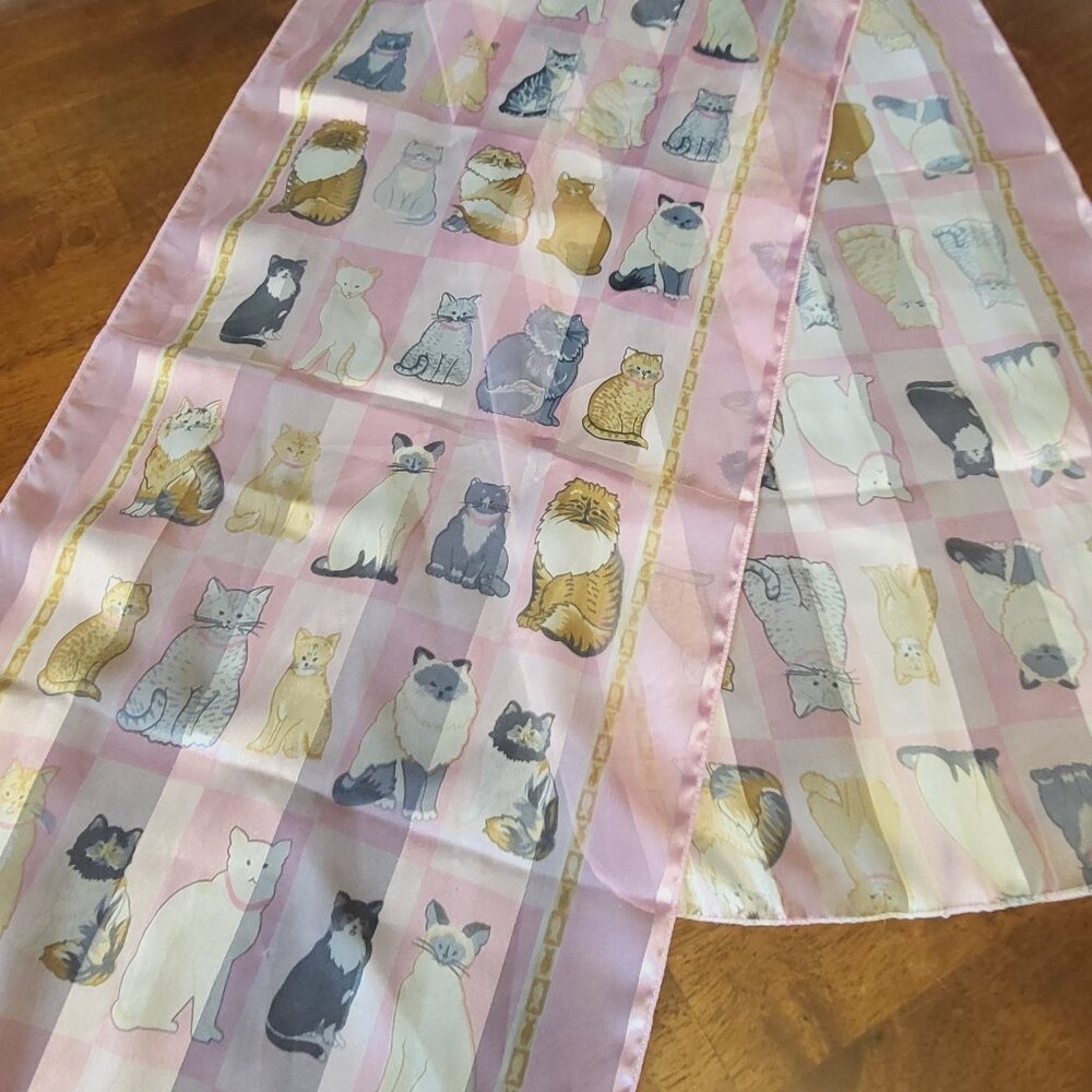 “Crazy Cat Lady” ~ “Silk Feel” Polyester ~ Scarf ~  Excellent Condition